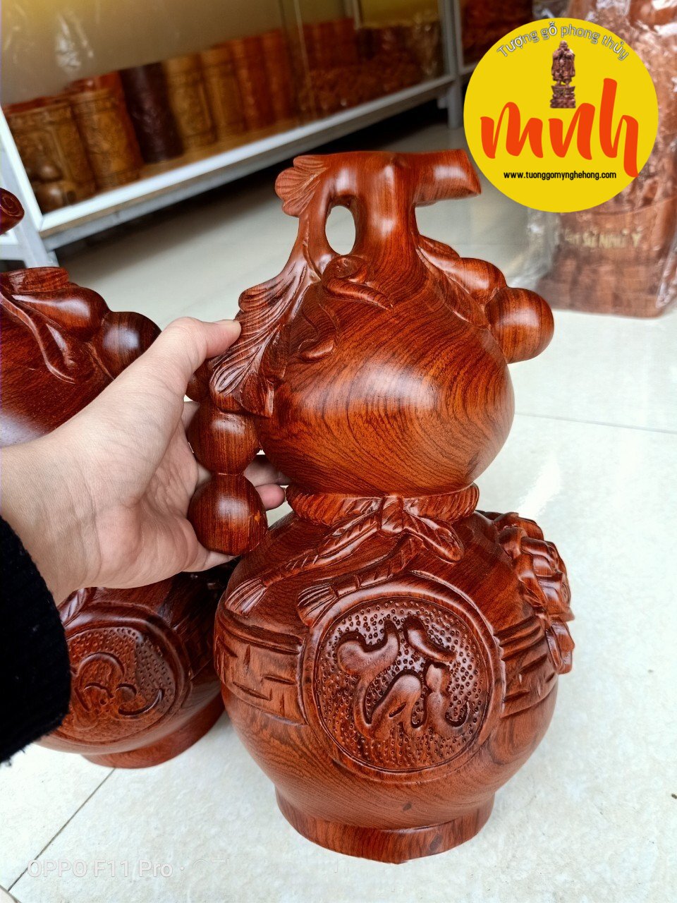 Cặp Hồ Lô Tài Lộc Gỗ Hương Đá